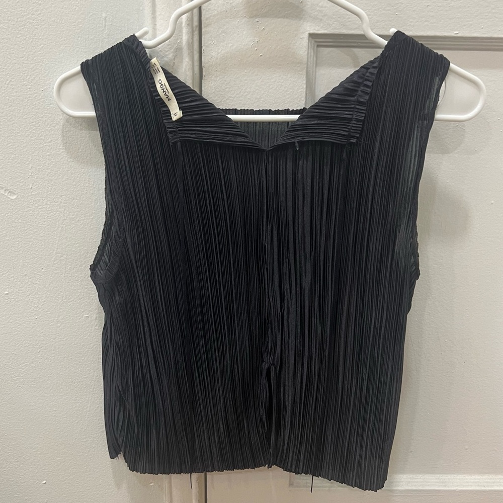 Mango pleated top dark navy in size XS - Picture 2 of 3